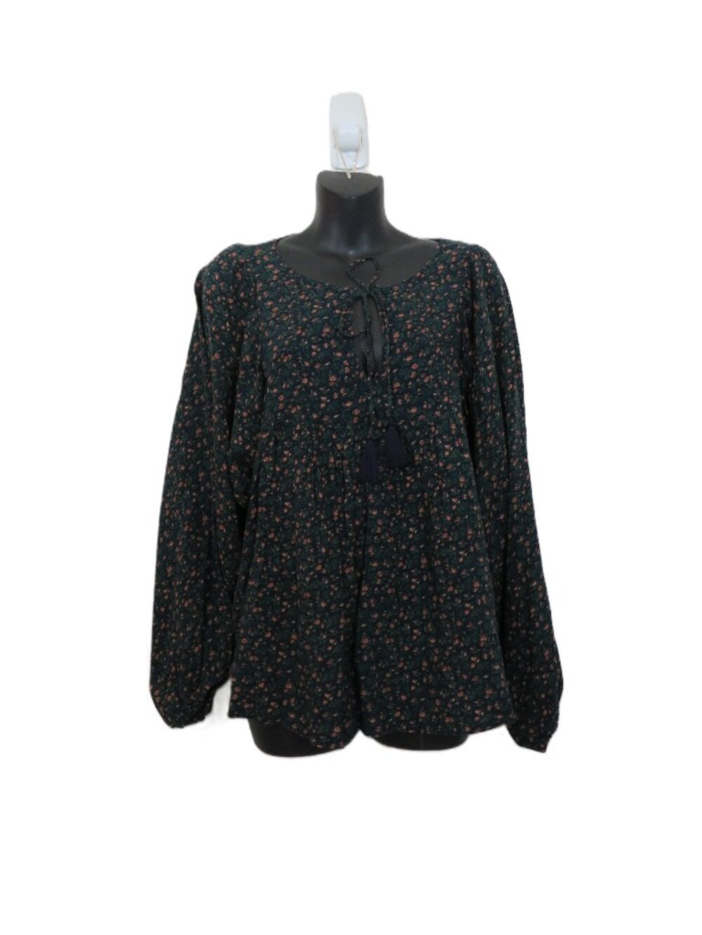 Denim & Supply Ralph Lauren Size Medium Floral Blouse Top Green Cottage